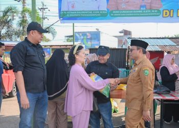 Pj.Wali Kota Padangsidimpuan Letnan saat meninjau Pasar Murah. (IST)